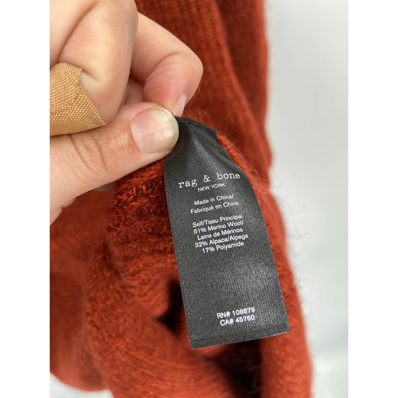Rag & Bone Liana Rust Merino Wool Alpaca Knit Long Sleeve Midi Sweater Dress NWT - Picture 6 of 7